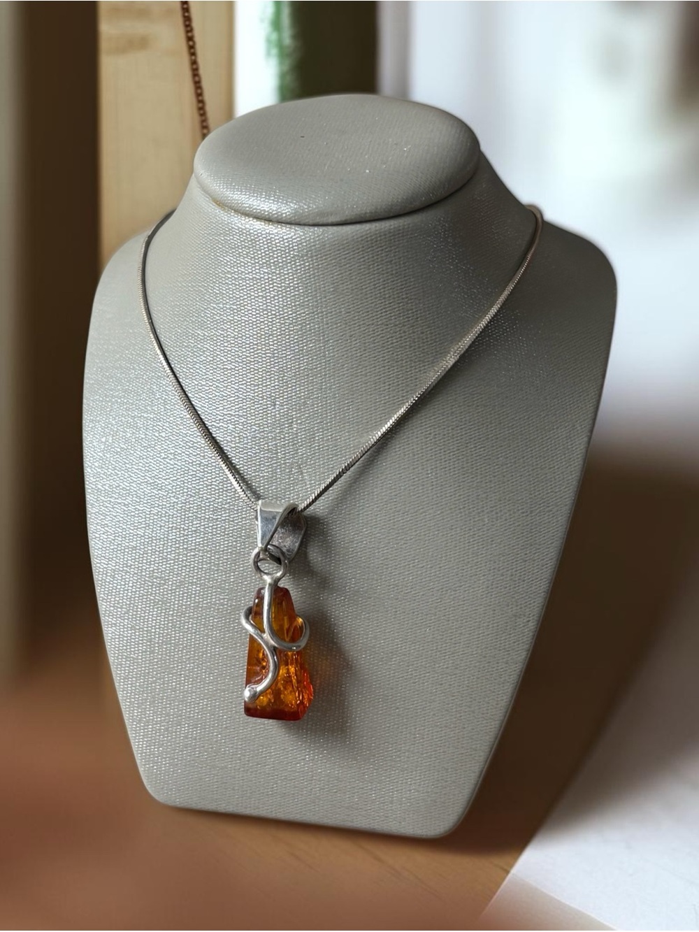 Sterling Silver Amber Pendant